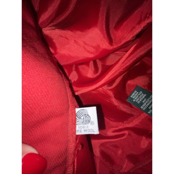 LAUREN RALPH LAUREN Women's Red Pleated Casual Cuffed Pure Wool Ankle Pant 8 - Picture 8 of 8